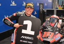 Manuel Gonzalez in parc fermé after earning pole position in France. Photo courtesy Dorna.