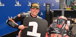 Manuel Gonzalez in parc fermé after earning pole position in France. Photo courtesy Dorna.