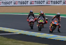 Jose Antonio Rueda (99), David Muñoz (64) and Guido Pini (94) at Le Mans. Photo courtesy Dorna.