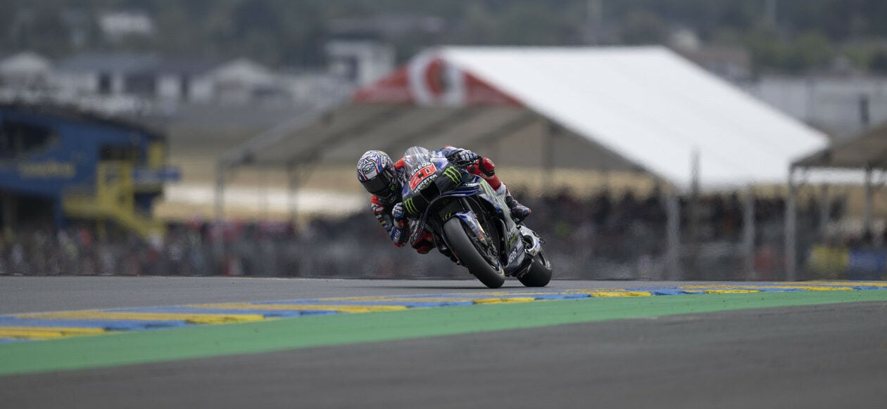 Fabio Quartararo during practice session at Le Mans Bugatti Circuit. Photo courtesy Monster Energy Yamaha MotoGP Team.