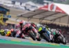 Gonzalez (18), Moreira (10), Baltus (7), Arenas (75) and Salac (12) during Moto2 race at Le Mans Circuit. Photo courtesy Dorna.