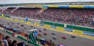 MotoGP Race start at Le Mans, France. Photo courtesy Dorna.