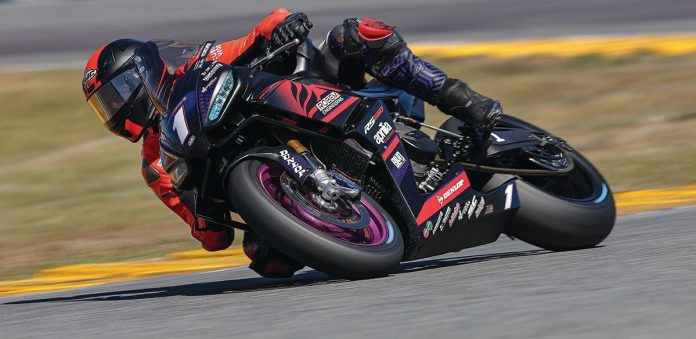 Alessandro Di Mario (1) on his Aprilia RS 660 at Daytona in 2025. Photo by BJN.