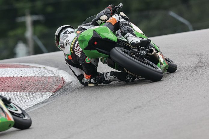 Matthew Chapin (95) in action in MotoAmerica Junior Cup at Mid-Ohio. Photo by BJN.