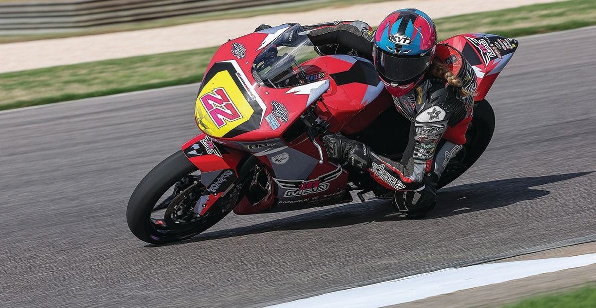 Ella Dreher (22) during the MotoAmerica Talent Cup event at Barber. Photo by BJN.