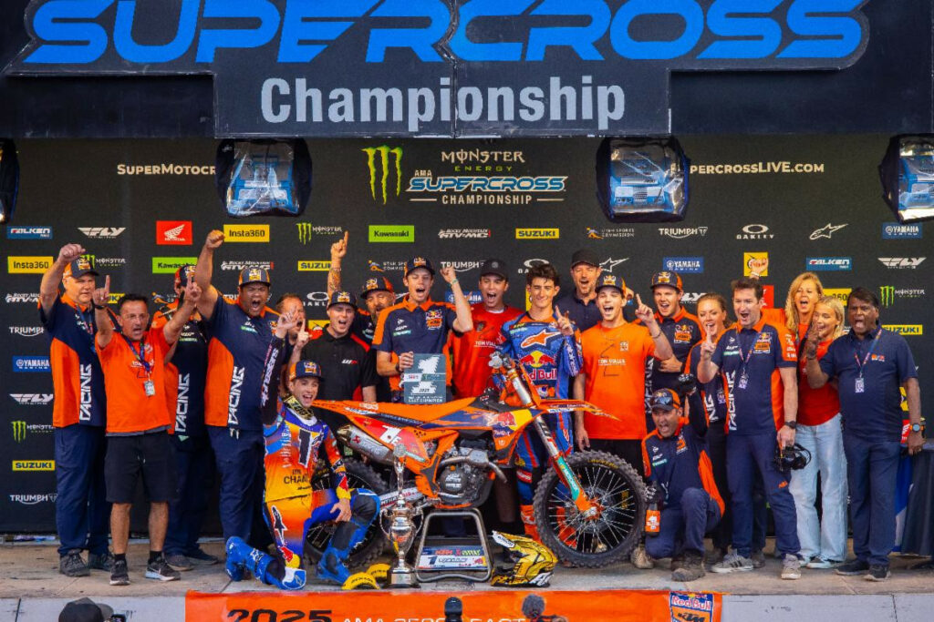 Third place 250SX Class - Tom Vialle (with members of the Red Bull KTM Factory Racing team)