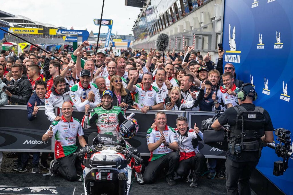 All the Castrol LCR Honda Team is here to congratulate Zarco for his win.