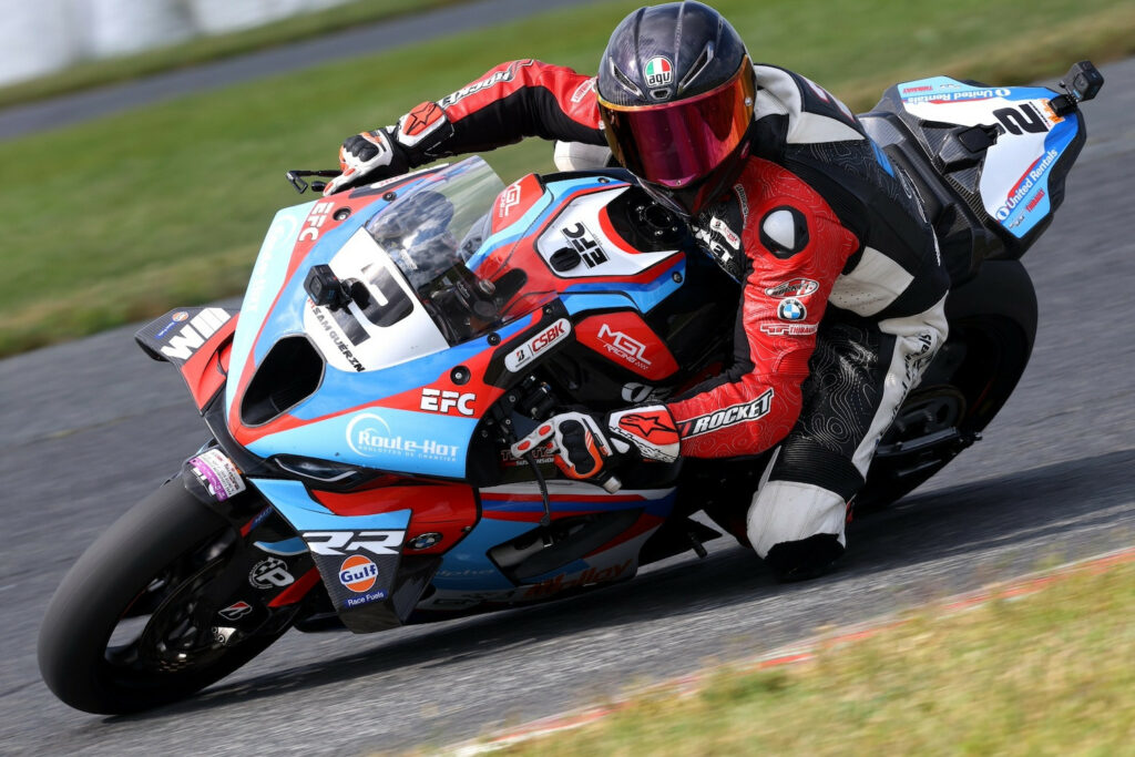 CSBK Superbike championship runner-up in 2024, Sam Guérin (2) will return this season on his familiar BMW machinery looking to build on his two feature class wins from last year in his bid for the championship. Photo by Rob O'Brien / Courtesy CSBK