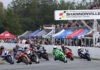 The GP Bikes Pro Superbike riders heads into turn one at Shannonville Motorsport Park last September. The field will look a little different when the 2025 season kicks off at the Ontario circuit this weekend - most notably, champion Ben Young's (1) switch to Honda and Alex Dumas (23) making the change to BMW. Photo by Rob O'Brien / courtesy CSBK