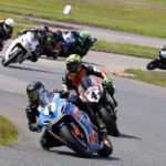 Pro Supersport champion Sebastien Tremblay (1) leads the field last September at Shannonville Motorsport Park where the 2025 CSBK season will kick off later this week. Four of the other riders shown completed the top five in the 2024 Supersport championship behind Tremblay - Maverick Cyr (4, 2nd), John Laing (707, 3rd), Andrew Van Winkle (45, 4th), and Trevor Daley (166, 5th). Photo by Rob O'Brien / courtesy CSBK.