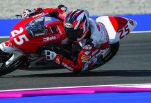 Mahdi Salem (25) in action during the Asia Talent Cup event in Qatar in 2025. Photo courtesy Dorna.