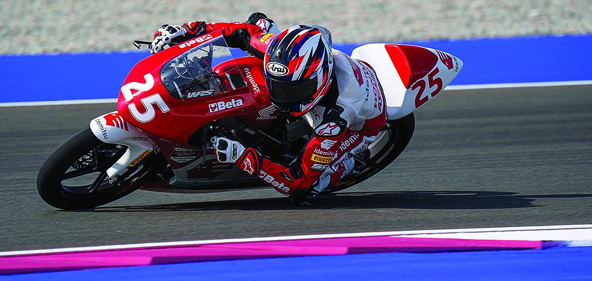 Mahdi Salem (25) in action during the Asia Talent Cup event in Qatar in 2025. Photo courtesy Dorna.