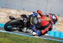 Kensei Matsudaira in action at an ESBK Premoto3 race in Jerez in 2024.