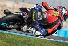 Kensei Matsudaira in action at an ESBK Premoto3 race in Jerez in 2024.