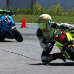 Moto1 MiniSBK race at Shannonville’s interior Go-Kart layout, with eventual victor No. 15 Ohvale rookie Stefan Tanasic leading No. 99 Ohvale of third placed Will Brown by CF June 14.