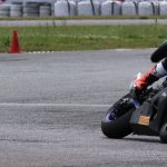 Shannonville Sprint Cup lap one during Sunday’s second RACE Moto Regional round and Elie Daccache holds first on the No. 1 Milwaukee Tools Yamaha from the No. 74 Royal Distributing BMW of Michael Leon and the No. 98 BMW of Matt Vanderhorst.