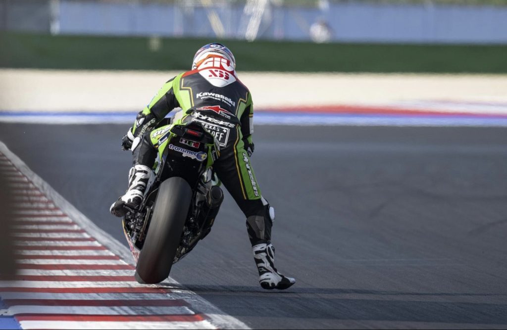 Garrett Gerloff scored his best Kawasaki finish of the season in Sunday’s WorldSBK races at Misano. Photo courtesy Kawasaki Motors Europe.