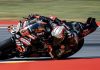 Marco Bezzecchi during the last Grand Prix at Aragon, in Spain. Photo courtesy Aprilia Team.