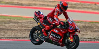 Marc Marquez, one more time, was fastest this Saturday morning at Aragon. Photo courtesy Dorna.