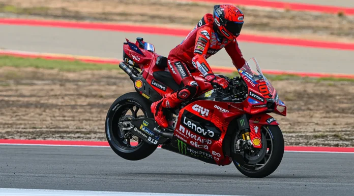 Marc Marquez, one more time, was fastest this Saturday morning at Aragon. Photo courtesy Dorna.