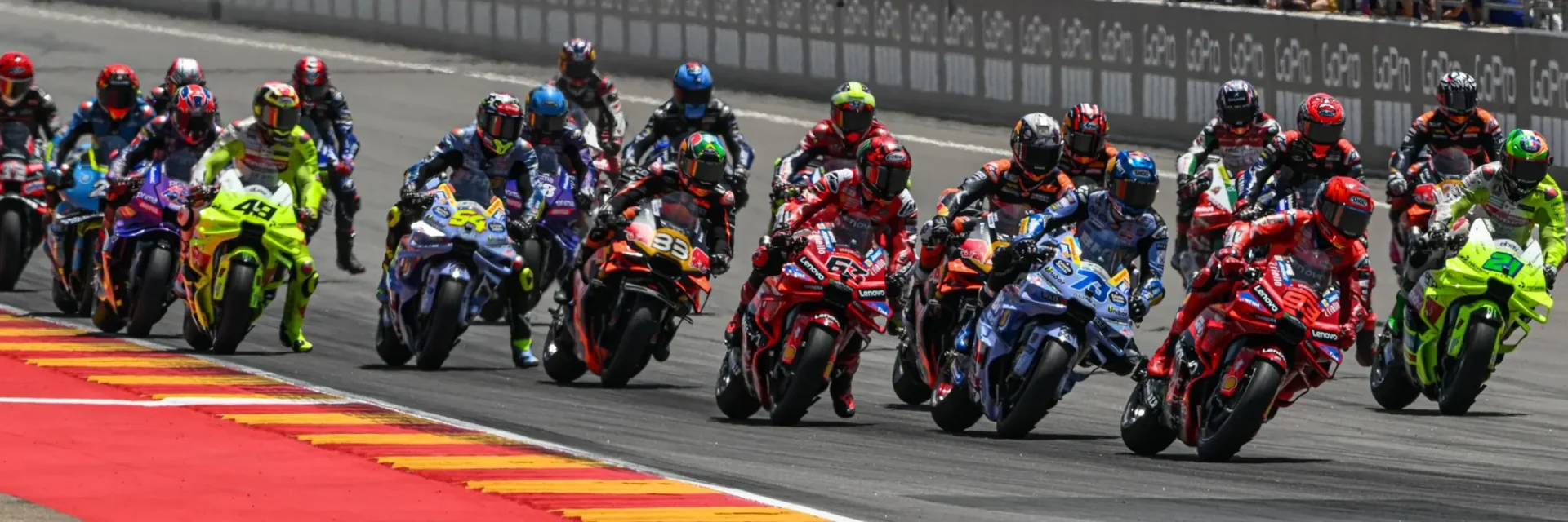 MotoGP race start at MotorLand Aragón. Photo courtesy Dorna.