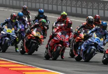 MotoGP race start at MotorLand Aragón. Photo courtesy Dorna.