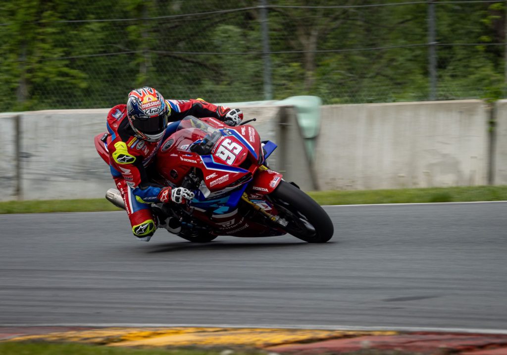 JD Beach and his Honda CBR 1000 RR-R SP Fireblade earns double podium finishes in Stock 1000 at Road America. Photo courtesy Real Steel Honda Racing.