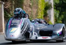 Ryan Crowe and Callum Crowe won Sidecar TT Race 1. Photo by Barry Clay.