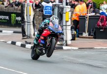 Michael Dunlop (6) won TT Supersport race 1. Photo by Barry Clay.