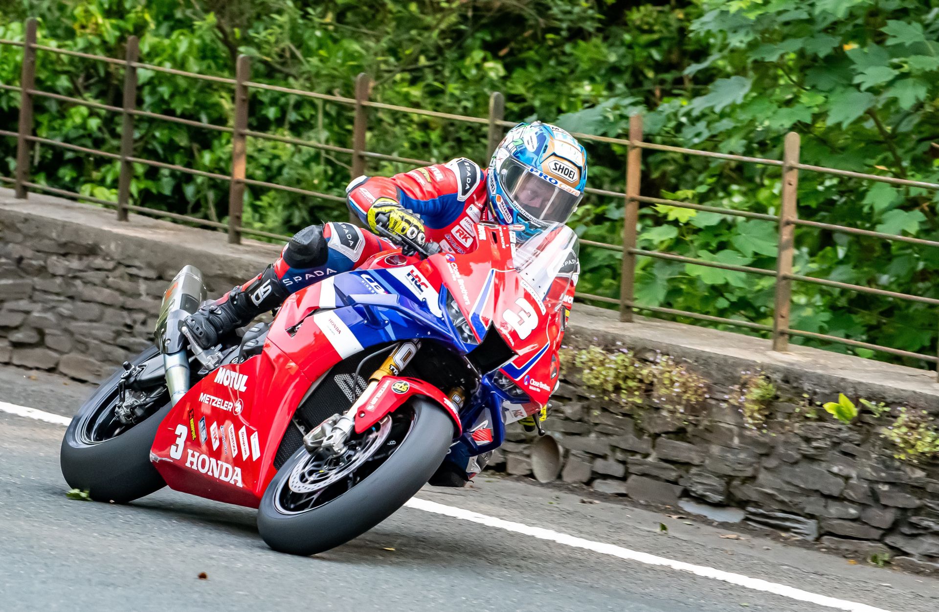 Dean Harrison (3) won TT Superstorck race 1. Photo Barry Clay.