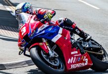 Dean Harrison stormed to victory in the Opul Superstock TT Race 2. Photo Barry Clay