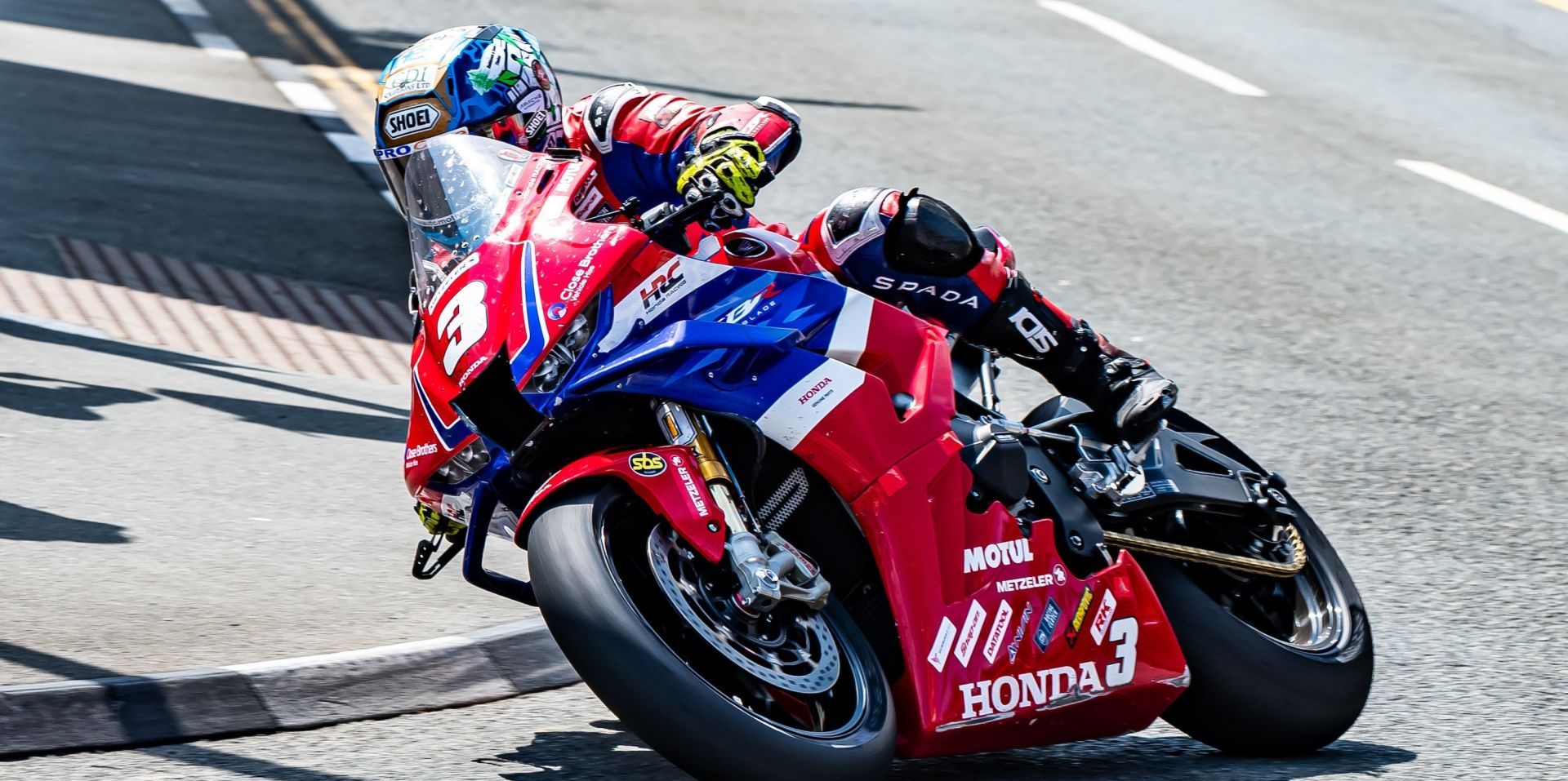 Dean Harrison stormed to victory in the Opul Superstock TT Race 2. Photo Barry Clay