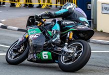 Michael Dunlop secured victory in the Metzeler Supertwin TT Race 2. Photo Barry Clay.
