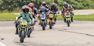 GP 160 MA/Super Mini race: Maverick Johnson (163), Ray Ray (188), Tony Generali (506), and Craig Thompson (144). Photo Credit: Jeff Kulchinski.