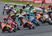 Moto3 race start at TT Assen Circuit. Photo courtesy Dorna.