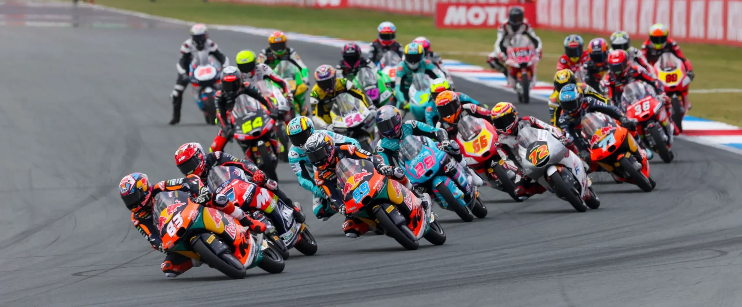 Moto3 race start at TT Assen Circuit. Photo courtesy Dorna.