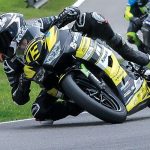 Jayden Fernandez (13) during a MotoAmerica Junior Cup race at Barber in 2024. Photo by Brian J. Nelson.