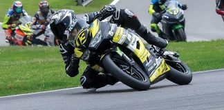 Jayden Fernandez (13) during a MotoAmerica Junior Cup race at Barber in 2024. Photo by Brian J. Nelson.