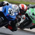 Andrew Van Winkle (45) led from start to finish in Saturday's action filled Pro Supersport race one at Atlantic Motorsport Park. Alex Michel (99) finished a strong second ahead of Laurent Laliberte-Girard. Photo by Rob O'Brien / courtesy CSBK.