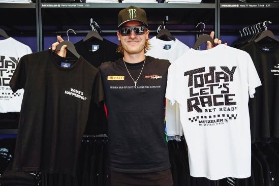 Davey Todd visiting the Metzeler Shop