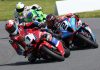 Sunday's Superbike race at Atlantic Motorsport Park looked set to finish in this order, but a pass for the lead on the penultimate lap by Sam Guerin (2) gave the BMW rider his second win of the weekend. Ben Young (1) would finish a close second ahead of Jordan Szoke (101) in third. Photo by Rob O'Brien / courtesy CSBK