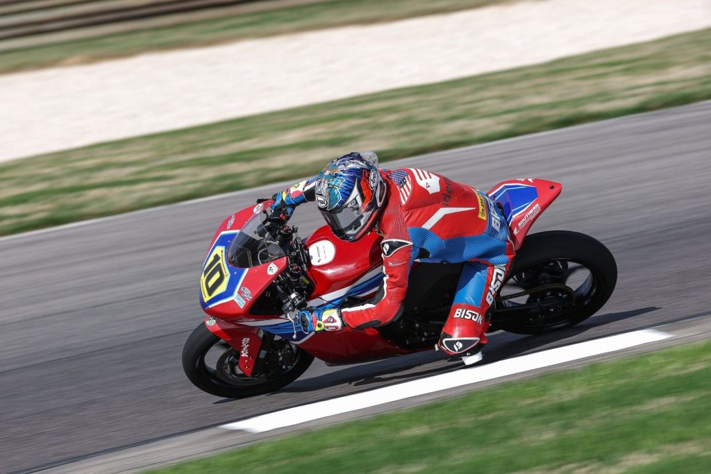 Fraley unfortunately suffered a concussion after crashing during Talent Cup race one, and MotoAmerica Medical Director Dr. Carl Price was able to confirm it using the new Abbott-developed blood test protocol. Photo by Brian J. Nelson.