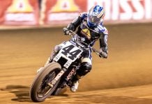 Brandon Robinson (44) at the Lima Half-Mile during the 2024 Progressive AFT season Photo by Tim Lester / courtesy American Flat Track.