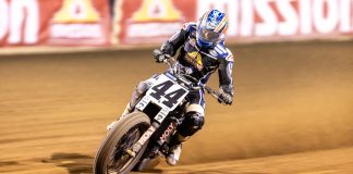 Brandon Robinson (44) at the Lima Half-Mile during the 2024 Progressive AFT season Photo by Tim Lester / courtesy American Flat Track.