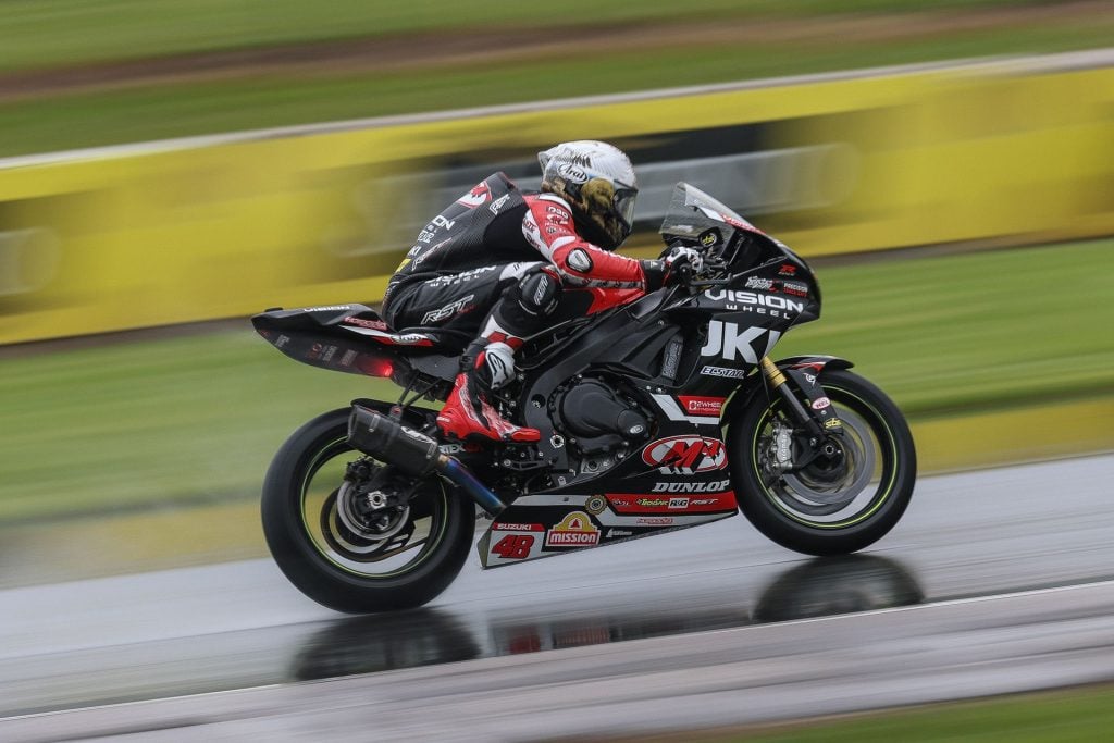 Rising Supersport talent Max VanDenBrouck (#48) continues to impress with competitive pace and aggressive racecraft on the Vision Wheel M4 ECSTAR Suzuki GSX-R750.