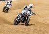 Mission AFT SuperTwins rider Briar Bauman (3) leads Dallas Daniels (32) and the rest of the field at the Lima Half-Mile. Photo Credit: Tim Lester /Courtesy American Flat Track.