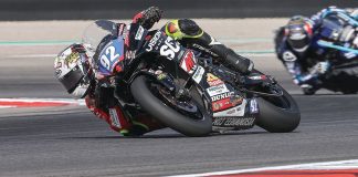Rossi Moor (92) during a MotoAmerica Twins Cup race at COTA in 2024. Photo by Brian J. Nelson.