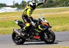 Royal Distributing/Dunlop/Bell supported BMW Motorrad racer Michael Leon celebrates his strong weekend at Shannonville Motorsport Park’s third round of the RACE Moto Regional tour, July 6. Image by Don Empey.