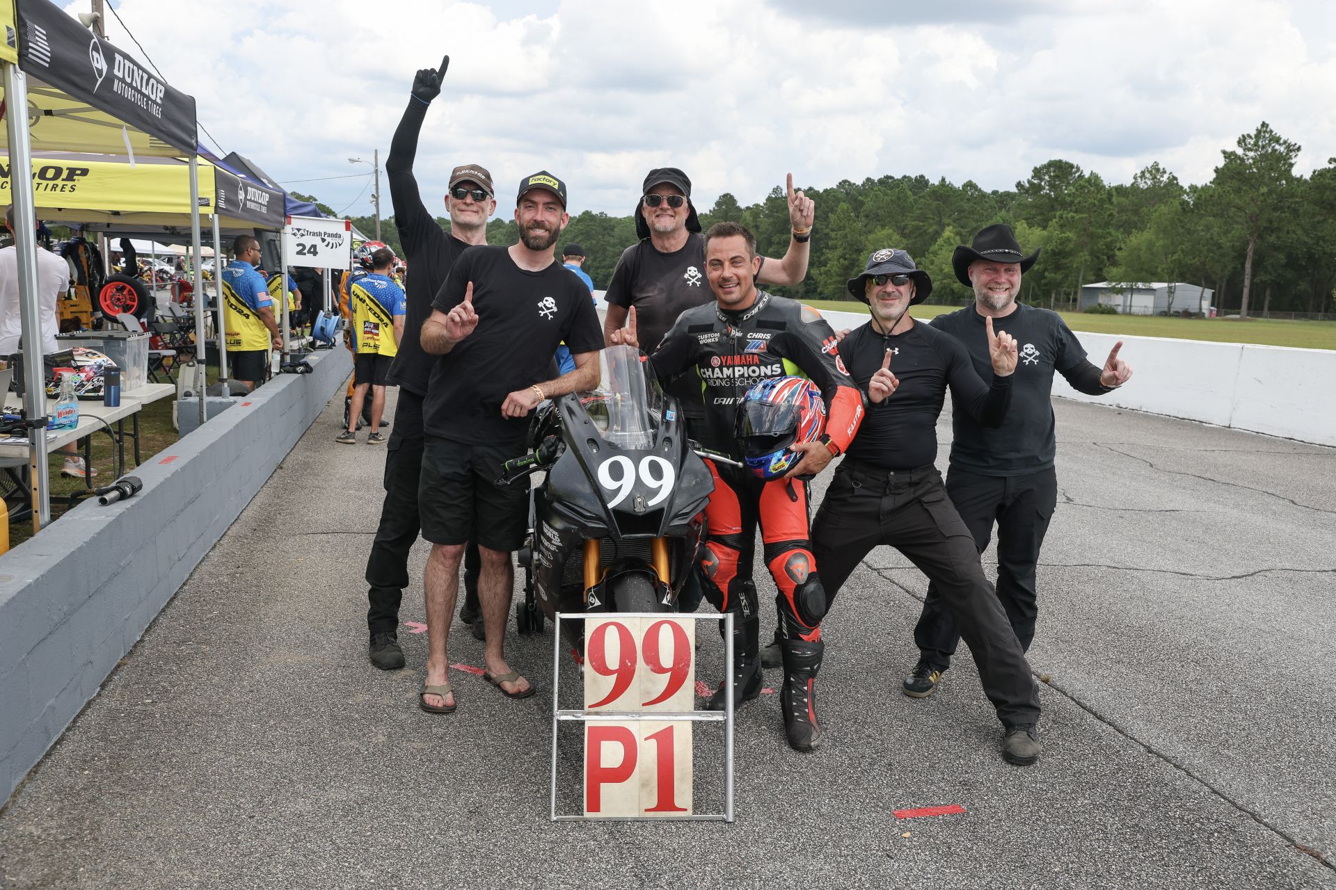 Chris Peris and his crew celebrate winning at Roebling Road. Photo by Lee Fields, Active Shooter Photography.
