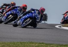 WorldSSP Race 1 with Lucas Mahias (94), Can once (61). Photo courtesy Dorna.